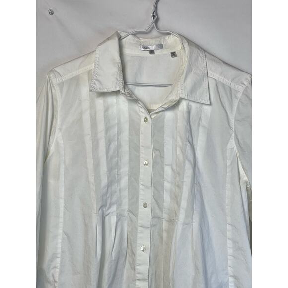 Vince Womens 8 White Button Up Pleated Long Sleeve Lightweight Summer Shirt - Picture 7 of 8